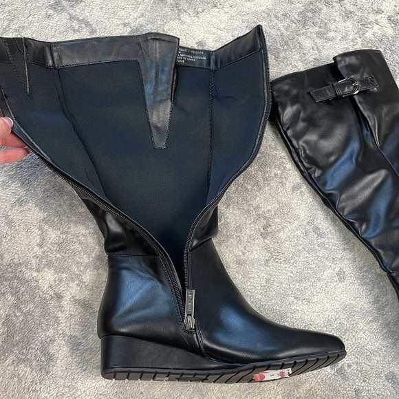 New Anne Klein Flex Mollie Knee High Boots Low Wedge Black Sz 6.5 - Picture 13 of 15